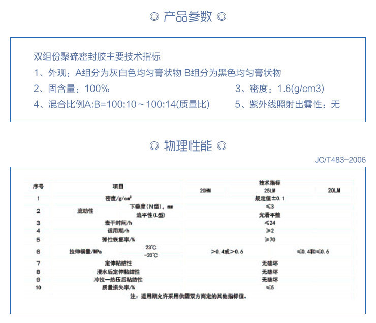 聚硫密封膏检测依据和参数